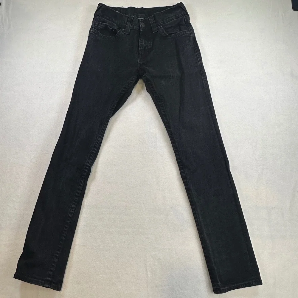 True Religion Geno Relaxed Slim Jeans Black Wash Denim 102158 Size 28x31 Mens